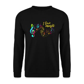 I love music - Unisex Pullover - Schwarz - Vorne - Alina (178cm) & Michal (187cm)