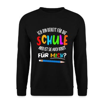Kinder Einschulung 2021 Grundschule Schulanfang - Unisex Pullover - Schwarz - Vorne - Alina (178cm) & Michal (187cm)
