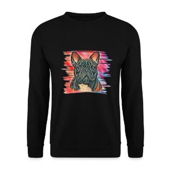 French bulldog - Unisex Sweatshirt - black - Front - Alina (178cm) & Michal (187cm)