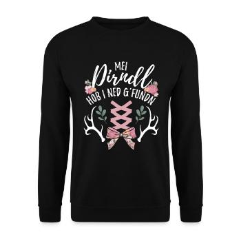lustiges Dirndl Kostüm Design bayrischen Spruch - Unisex Pullover - Schwarz - Vorne - Alina (178cm) & Michal (187cm)