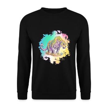 Leopard - Unisex Pullover - Schwarz - Vorne - Alina (178cm) & Michal (187cm)