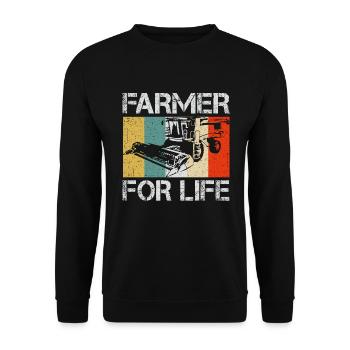 Farmer For Life - agriculteur de moissonneuse-batteuse - Sweat-shirt Unisexe - noir - Devant - Alina (178cm) & Michal (187cm)