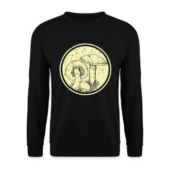 Pilz Vintage Style - Pilzsammler - Unisex Pullover - Schwarz - Vorne - Alina (178cm) & Michal (187cm)