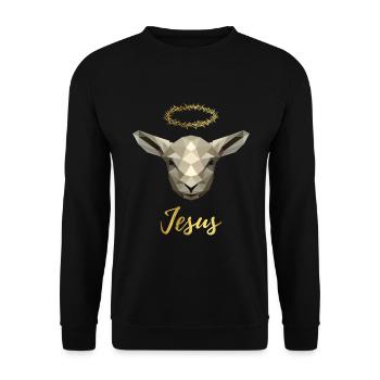 Agneau de Dieu Jésus Christ cadeau Poly - Sweat-shirt Unisexe - noir - Devant - Alina (178cm) & Michal (187cm)