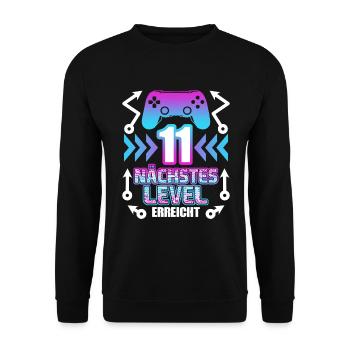 elfter Geburtstag 11 Jahre Gaming Gamer Geschenk - Unisex Pullover - Schwarz - Vorne - Alina (178cm) & Michal (187cm)