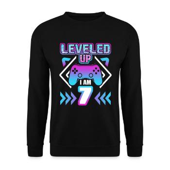 seventh birthday 7 year gaming gamer gift - Unisex Sweatshirt - black - Front - Alina (178cm) & Michal (187cm)