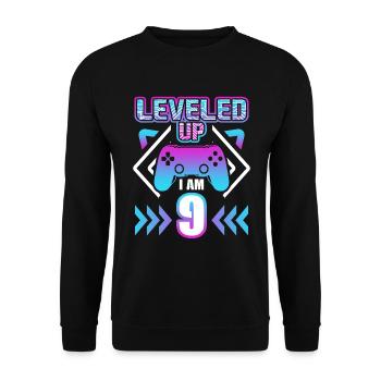 neuvième anniversaire cadeau de joueur de jeu de 9 ans - Sweat-shirt Unisexe - noir - Devant - Alina (178cm) & Michal (187cm)