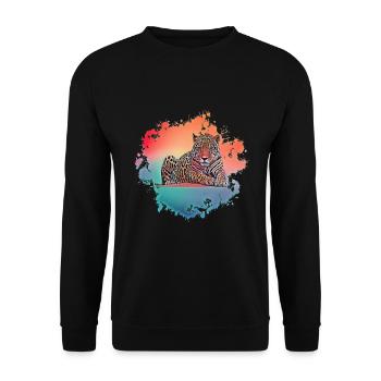 Leopard - Unisex Pullover - Schwarz - Vorne - Alina (178cm) & Michal (187cm)