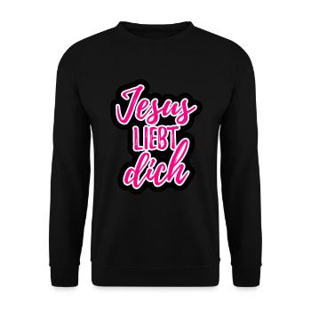 Jesus liebt dich Geschenk - Unisex Pullover - Schwarz - Vorne - Alina (178cm) & Michal (187cm)