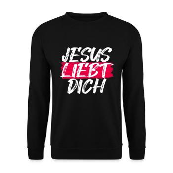 Jesus liebt dich Geschenk - Unisex Pullover - Schwarz - Vorne - Alina (178cm) & Michal (187cm)