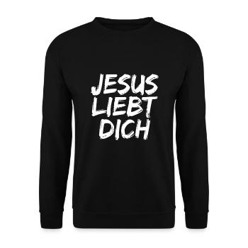 Jesus liebt dich Geschenk - Unisex Pullover - Schwarz - Vorne - Alina (178cm) & Michal (187cm)