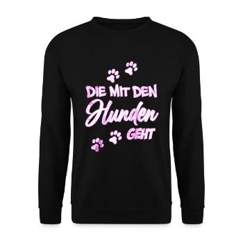 Die mit den Hunden geht | Hundebesitzerin Geschenk - Unisex Pullover - Schwarz - Vorne - Alina (178cm) & Michal (187cm)