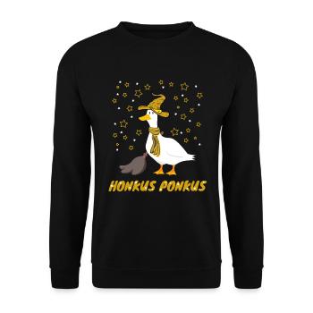 Honkus Ponkus Funny Goose - Unisex Sweatshirt - black - Front - Alina (178cm) & Michal (187cm)