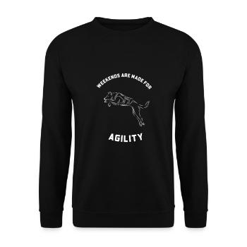 Wochenenden sind für Agility da - Unisex Pullover - Schwarz - Vorne - Alina (178cm) & Michal (187cm)