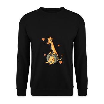 Girafe mignonne - coeur de girafe à bascule - Sweat-shirt Unisexe - noir - Devant - Alina (178cm) & Michal (187cm)