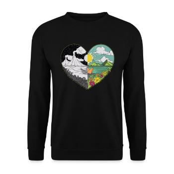 Day night heart volcano Stylishly creative - Unisex Sweatshirt - black - Front - Alina (178cm) & Michal (187cm)