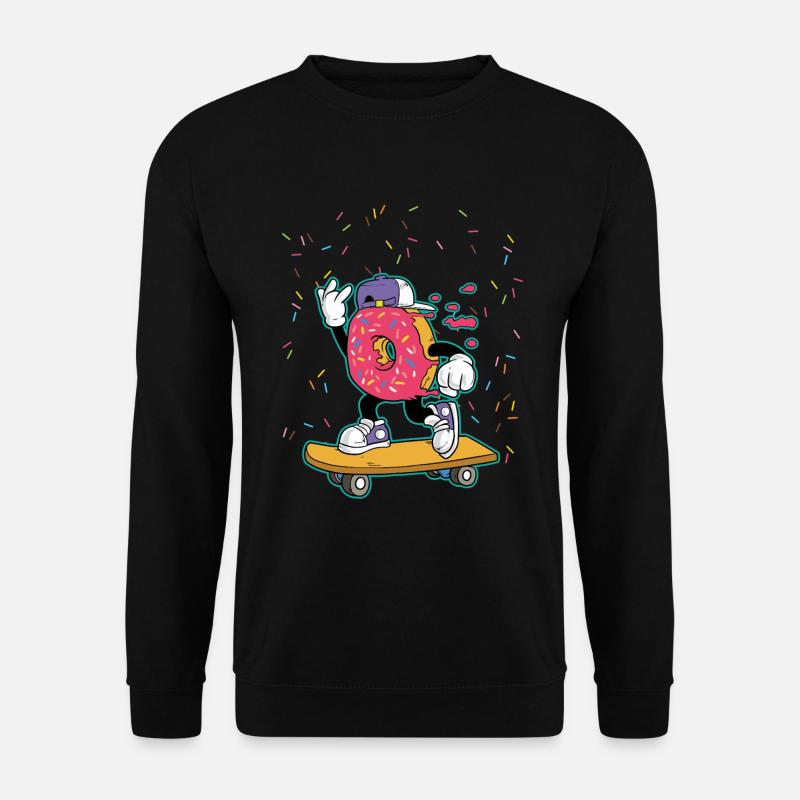 Donut Skateboard - Cooler Skater - Unisex Pullover - Schwarz