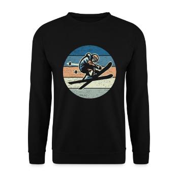 Ski Fahrer Vintage - Unisex Pullover - Schwarz - Vorne - Alina (178cm) & Michal (187cm)