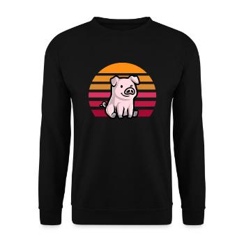 Cochon au coucher du soleil rétro - Sweat-shirt Unisexe - noir - Devant - Alina (178cm) & Michal (187cm)