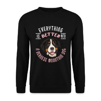 Berner Sennen Hund Sennenhund Alles Besser Geschen - Unisex Pullover - Schwarz - Vorne - Alina (178cm) & Michal (187cm)