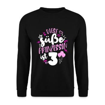 3. Geburtstag Mädchen 3 Süße Prinzessin Geburtstag - Unisex Pullover - Schwarz - Vorne - Alina (178cm) & Michal (187cm)