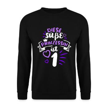 erster Geburtstag Prinzessin Geschenkidee - Unisex Pullover - Schwarz - Vorne - Alina (178cm) & Michal (187cm)