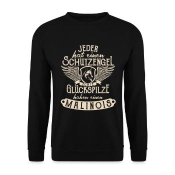 Belgian Malinois Schäferhund Geschenkidee - Unisex Pullover - Schwarz - Vorne - Alina (178cm) & Michal (187cm)