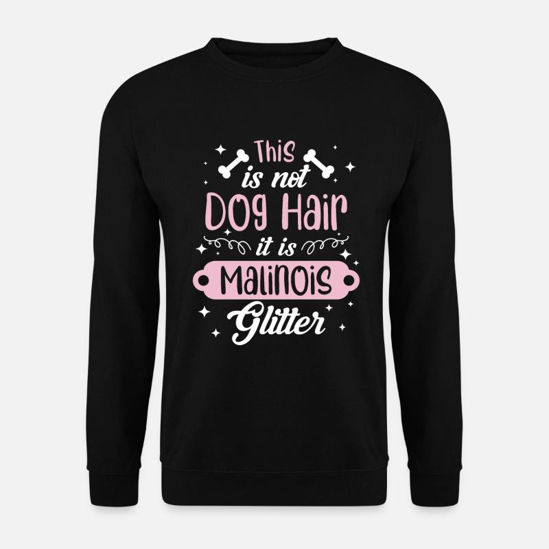 Belgian Malinois Glitzer Hundehaare Geschenkidee - Unisex Pullover - Schwarz