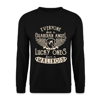 Belgian Malinois Schäferhund Geschenkidee - Unisex Pullover - Schwarz - Vorne - Alina (178cm) & Michal (187cm)