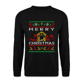 Christian Joyeux Noël nativité jouer Jésus - Sweat-shirt Unisexe - noir - Devant - Alina (178cm) & Michal (187cm)