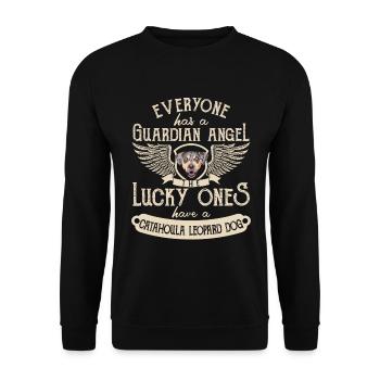 Cadeau ange gardien chien léopard Catahoula - Sweat-shirt Unisexe - noir - Devant - Alina (178cm) & Michal (187cm)