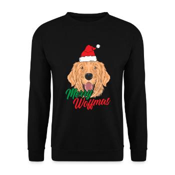Merry Woffmas - Épouser un chien de Noël - Sweat-shirt Unisexe - noir - Devant - Alina (178cm) & Michal (187cm)