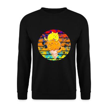 Chat coucher de soleil mangeant de la glace - Sweat-shirt Unisexe - noir - Devant - Alina (178cm) & Michal (187cm)
