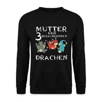 Frau Mutter Drachen - Unisex Pullover - Schwarz - Vorne - Alina (178cm) & Michal (187cm)
