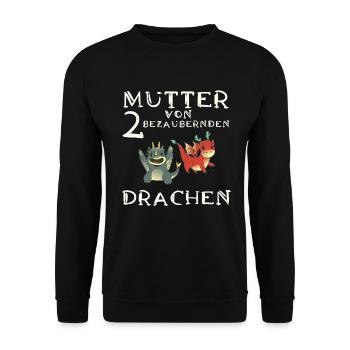 Frau Mutter Drachen - Unisex Pullover - Schwarz - Vorne - Alina (178cm) & Michal (187cm)