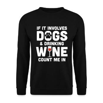 Hunde und Wein - Rotweinhund - Unisex Pullover - Schwarz - Vorne - Alina (178cm) & Michal (187cm)