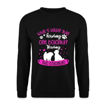 deux maîtresses de cadeaux Bolonka Zwetna - Sweat-shirt Unisexe - noir - Devant - Alina (178cm) & Michal (187cm)