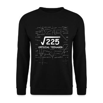 15th birthday 15 years teenager gift math - Unisex Sweatshirt - black - Front - Alina (178cm) & Michal (187cm)
