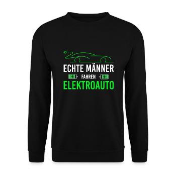 Elektroauto für echte Männer Elektroautofahrer - Unisex Pullover - Schwarz - Vorne - Alina (178cm) & Michal (187cm)