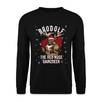 Brodolf Gainzdeer Weihnachten Bodybuilding Fitness - Unisex Pullover - Schwarz - Vorne - Alina (178cm) & Michal (187cm)