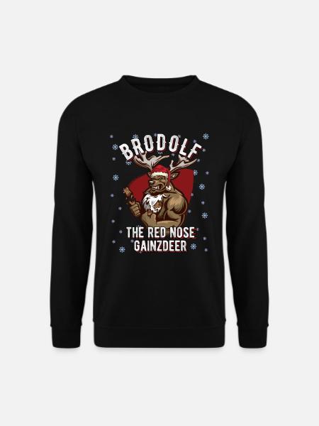 Brodolf Gainzdeer Weihnachten Bodybuilding Fitness - Unisex Pullover - Schwarz