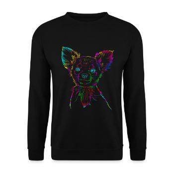 Chihuahua Langhaar Chiwawa - Unisex Pullover - Schwarz - Vorne - Alina (178cm) & Michal (187cm)