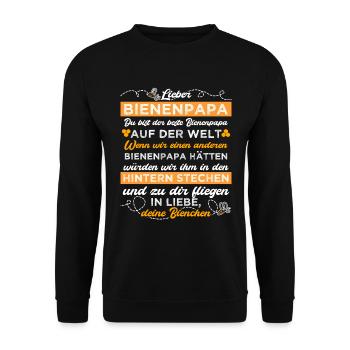 Bienenpapa Bienenzüchter Imker lustig - Unisex Pullover - Schwarz - Vorne - Alina (178cm) & Michal (187cm)