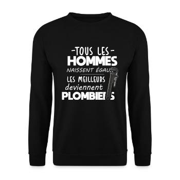 Plombier - Plomberie - Cadeau - Tuyaux - Homme - Sweat-shirt Unisexe - noir - Devant - Alina (178cm) & Michal (187cm)