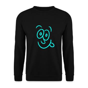 Lustiges Gesicht - Unisex Pullover - Schwarz - Vorne - Alina (178cm) & Michal (187cm)
