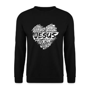 Jesus Christus Herz Geschenk Christen - Unisex Pullover - Schwarz - Vorne - Alina (178cm) & Michal (187cm)