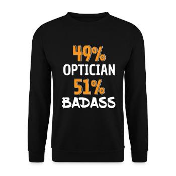 Lustiges Optiker Badass-Shirt - Optiker-Test - Unisex Pullover - Schwarz - Vorne - Alina (178cm) & Michal (187cm)