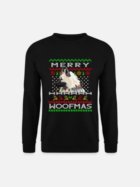 Hund Eurasier Frohe Weihnachten - Unisex Pullover - Schwarz