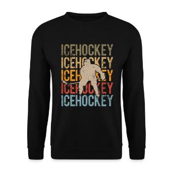 Icehockey Vintage - Eishockey Shirt - Unisex Pullover - Schwarz - Vorne - Alina (178cm) & Michal (187cm)