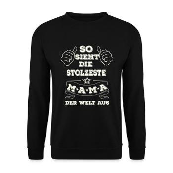 Stolze Mama - Unisex Pullover - Schwarz - Vorne - Alina (178cm) & Michal (187cm)